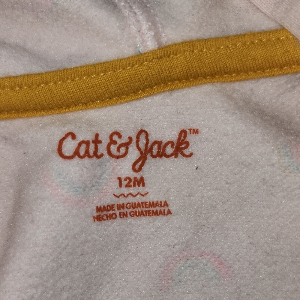 Like New Cat & Jack Light Pink Hoodie with Rainbow Accents 12 Mos. - Picture 4 of 11